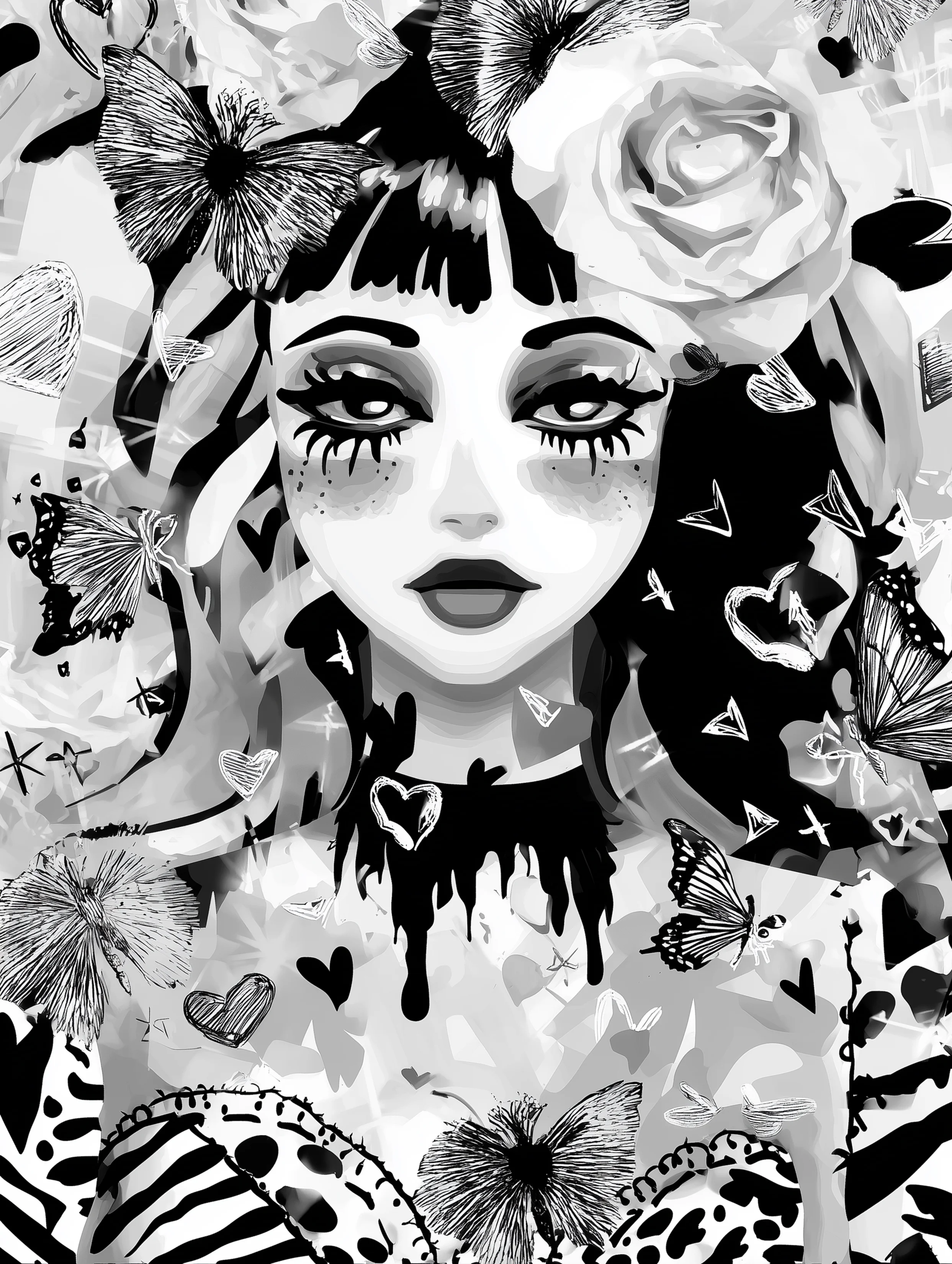 Free printable vampire coloring page for adults featuring a beautiful vampire with hidden fangs